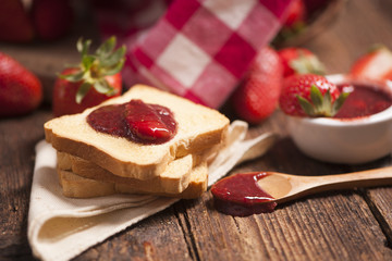 Toast snack with strawberry jam