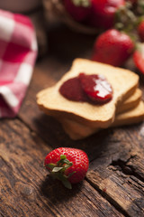 Toast snack with strawberry jam