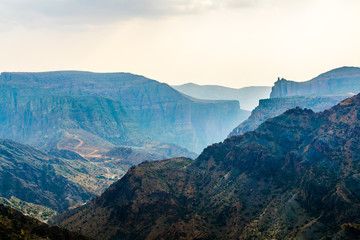 View over Jebel akhdar mountain in Oman.