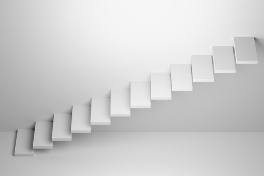 White ascending stairs abstract 3d illustration