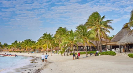 Photo sur Plexiglas Mexique So called "Turtle Beach Akumal" in Mexico / Caribbean vacation at mexican tropical Beach in Quintana Roo