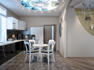 Modern Urban Contemporary Dining room and Kitchen