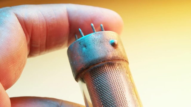 Close up of an old electric valve 
