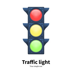 Vector illustration of a luminous traffic light signal. Isolated white background. Icon stoplight.