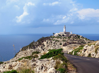 Fototapeta na wymiar View to lighthouse of Cap Fomentor (Mallorca)