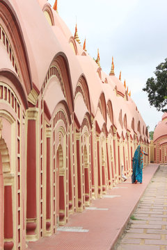 Woman are praying in 108 Shiva Temple at Burdwan, West Bengal, India.