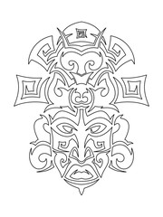 Ethnic mask icon or inca flat mask. Tribal ethnic mask vector illustration