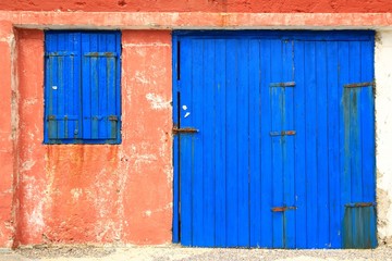Old blue wooden door 