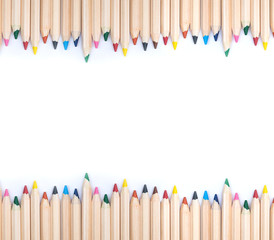 Colored pencils isolated on white background