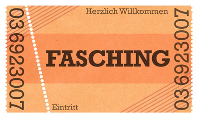 Fasching, Karneval, Eintrittskarte - Stehplatz Ticket - Vintage Design / Retro Style / Classic Ticket - Ticket Shop - Webshop / Online-Shop 