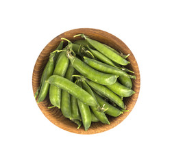 Green peas on a white background