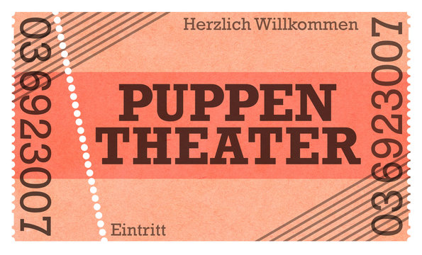 Puppentheater Ticket Vintage Design / Retro Style / Classic Ticket - Ticket Shop - Webshop / Online-Shop / Kinderveranstaltung, kindertheater, kinderfest, kindergeburtstag, feiern mit kindern, familie