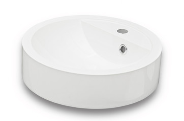 White ceramic oval (round) washbasin for bathroom