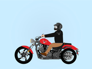 Fototapeta na wymiar Tough guy on a motorcycle.