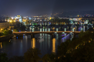 Fototapeta na wymiar Bridges of Prague at night