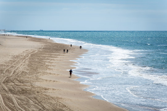 Healthy lifestyle, sunny beach in Cadiz, Spain