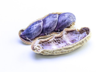 Boiled peanut on white background.