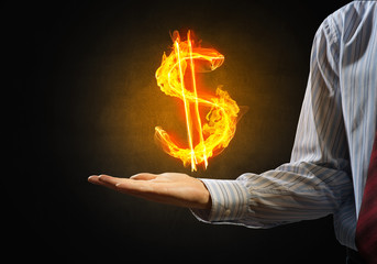 Dollar currency fire symbol