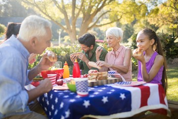 Family having meal in the park