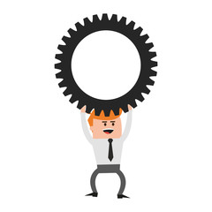 businessman and gear cute cartoon icon image vector illustration design