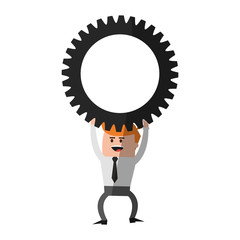 businessman and gear cute cartoon icon image vector illustration design