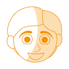 orange silhouette shading caricature front face boy with short hair vector illustration