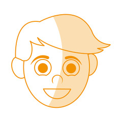 orange silhouette shading caricature front view guy with short hair vector illustration