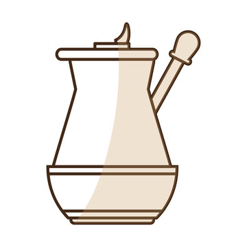 brown silhouette shading jar of coffee with handle vector illustration