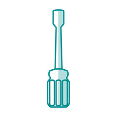 blue silhouette shading of screwdriver spade tip icon vector illustration