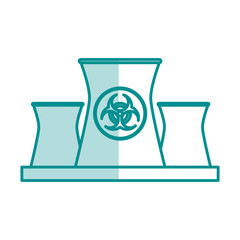 blue silhouette shading of industrial factory icon biohazard vector illustration