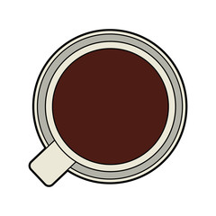 colorful silhouette top view cup of coffee vector illustration