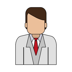 color graphic half body faceless man with executive suit vector illustration