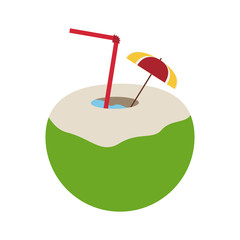 tropical coconut cocktail with umbrella icon image vector illustration design