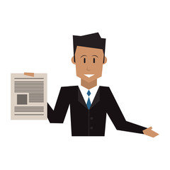 businessman holding document icon image vector illustration design