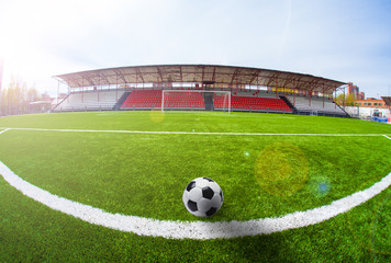 Soccer arena, stadium in sunlight day