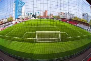 Soccer arena, stadium in sunlight day