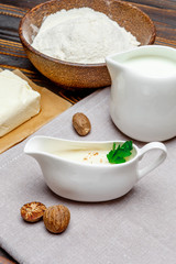 Bechamel sauce and ingridients