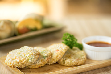 vegetable cutlets with cabbage on a plate. potato fritters