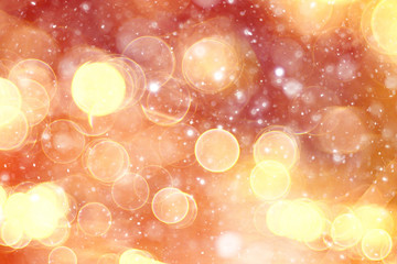 orange bokeh blurred background snowflakes glare