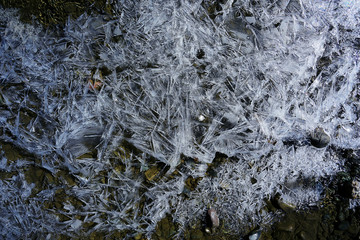 Transparent ice crystals texture cracked background