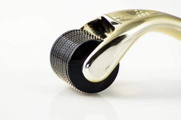 Dermaroller for medical micro needling therapy. Tool also known as: Derma roller, mesoroller, meso-roller, mesopen.