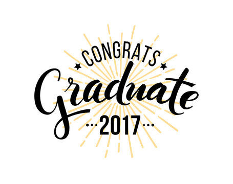 Congratulations graduate 2017. Vector isolated elements for graduation design, congratulation event, party, high school or college graduate