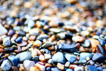 Pebble texture on the river bank