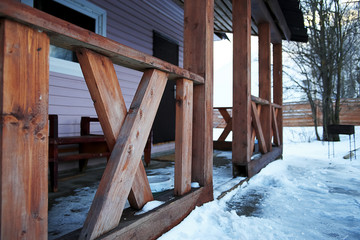 Country house with alcove and fence