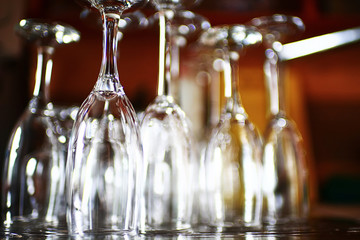 Glasses standing on a shelf