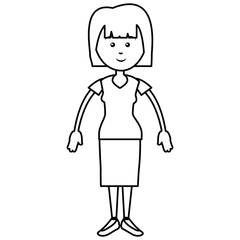 happy woman standing, cartoon icon over white background. vector illustration