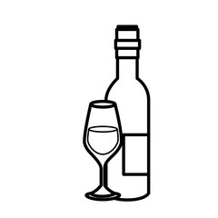 wine bottle and wineglass icon over white background. vector illustration