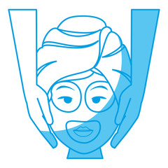 Woman With Towel Of Spa Center icon over white background. vector illustration