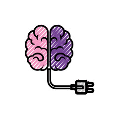colorful human brain icon over white background. vector illustration