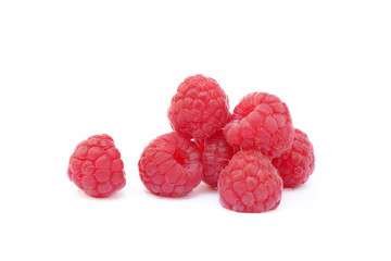Sweet ripe raspberries isolated on white background